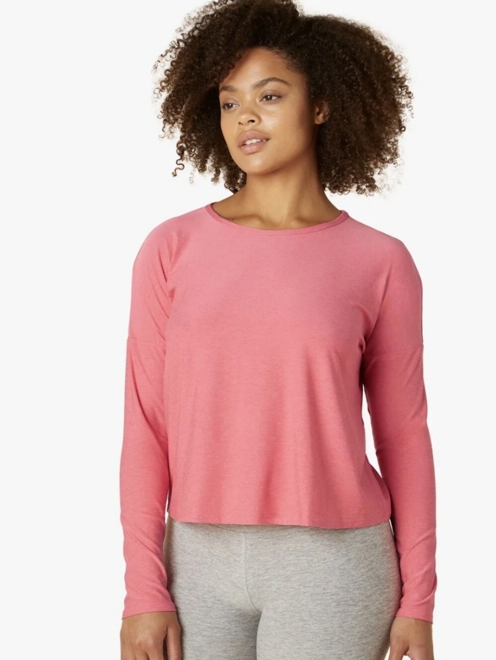 Beyond Yoga Featherweight Spacedye Morning Light Pullover Pink Crush Rose Medium